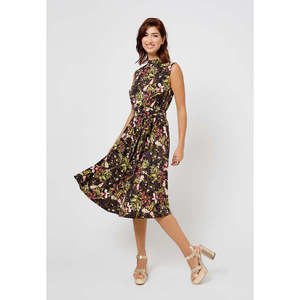 Abito Leota Mindy da Donna Nero con Motivo Floreale Taglia Unica/XS Leggero e Trendy per Club e Uso Quotidiano con Cerniera Naturale Lavabile OdM - Product Image 1