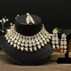 El último diseñador exclusivo de joyería india de moda, conjunto de collar Kundan DE BODA pesada, colección de joyería de moda para girl2023