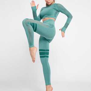 2025 dernière conception personnalisée recyclée à manches longues 2 pièces Yoga ensemble haute qualité vêtements actifs grande taille séchage rapide imprimé en gros - Product Image 5