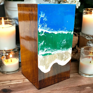 Ocean Wave Rosewood Cremation Urn Epoxy Resin <b>Memorial</b> <b>Keepsake</b> Pet And Human Cremation urns - Product Image 1