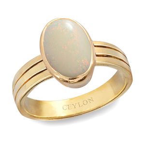 NOVAMART Fine Natural Certified Oval Cut <b>Opal</b> Statement Vintage <b>Gold</b>-Plated <b>Ring</b> for Wedding & Everyday Wear Wholesale Export - Product Image 1