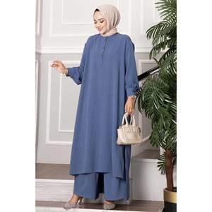Hijab largo medio abotonado Traje de 2 piezas Indigo - Product Image 4