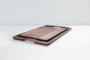 Bandeja rectangular de madera de diseño inteligente para servir, acabado Natural, tamaño estándar para el hogar y la boda, bandeja para servir comida hecha a mano - Product Image 4