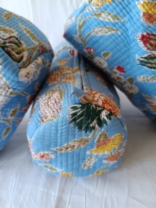 กระเป๋าเครื่องสำอางผ้าฝ้ายคุณภาพสูงแบบวินเทจ ซิปทนทานอเนกประสงค์ ขนาดเล็ก-กลาง ลายบล็อกพิมพ์ - Product Image 5