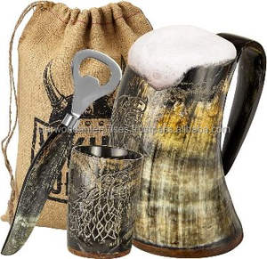 Cuerno de buey de búfalo Cerveza Viking Vintage Cuerno Taza Coleccionable Cuerno Drinkware para uso doméstico y hotelero de proveedor indio - Product Image 3
