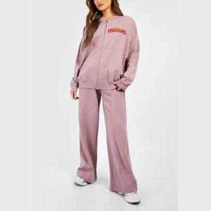 Survêtement à fermeture éclair de haute qualité pour femmesSweat à capuche et pantalon de survêtement avec broderie personnalisée 100% coton Ensemble 2 pièces pour femmes - Product Image 1