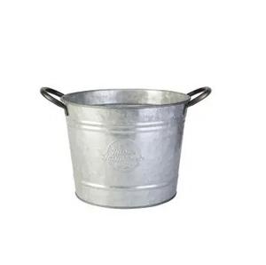 Fancy Design <b>Glazed</b> Metal Flower Planter with Handle Galvanized Buckets for Garden Patio Decorative Round Planter for Home Use - Product Image 3