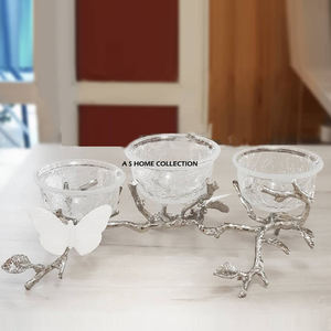 Oval Shaped Stainless Steel Metal <b>Butterfly</b> Designer Shiny Polished Elegant Branch <b>Decorative</b> Fruits Serving Bowl - Product Image 6