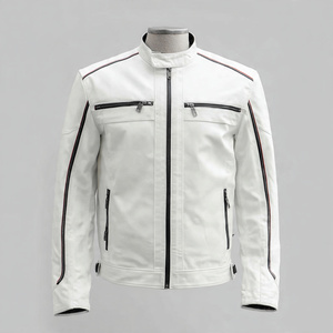 แจ็กเก็ตหนังขี่มอเตอร์ไซด์สำหรับผู้ชายเสื้อแจ็กเก็ตหนังนักแข่งรถสำหรับผู้ชายเสื้อแจ็คเก็ตนักแข่งแบบมีกระเป๋าหน้าอกของผู้ชาย - Product Image 4