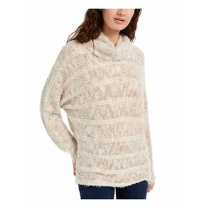 Pull col roulé pour femme American Rag, couleur beige clair, taille S, respirant, chaud, style coréen, logo imprimé sur le devant, tricoté, long - Product Image 1