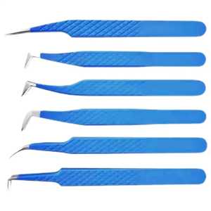 Pinces à cils volumineuses personnalisées à 45/90 degrés avec pointe en fibre pendante et breloques, pointe dentelée en acier inoxydable pour les maquilleurs - Product Image 4