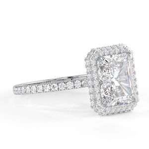 1.00 CT รัศมีที่ซ่อนอยู่เพชรตัดสดใสสำหรับผู้หญิงแหวนหมั้นพร้อมเน้นเสียง - Product Image 2