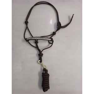 Corde personnalisée licou corde licou avec plomb noir cheval taille cuir brut muserolle corde licou plomb - Product Image 1