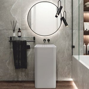 Lavabo padestal de alta calidad jpds1002 piedra artificial y resina irrompible mate 420*420*860mm adecuado para hotel interior hogar - Product Image 1