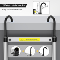 Échelle télescopique compacte en aluminium avec crochets détachables, sans barre stabilisatrice, rangement facile
