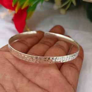<b>Sterling</b> <b>Silver</b> Plated Boho Hammered Textured Vintage Bahamian Bangle Stackable Adjustable <b>Bracelet</b> <b>Women</b> Fashion Jewelry - Product Image 1