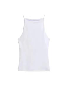 Camisetas sin mangas con cuello Halter para mujer, chaleco sin mangas, correas finas, camisola femenina, color sólido, moda - Product Image 4