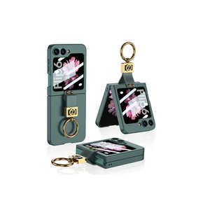 Premium Slim Silicone Folding Protective Cover for Samsung for Galaxy Z Flip 6 Z Letter Series Ring Holder Dark Green - Product Image 1