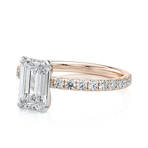 Anillo de Compromiso Solitario de Lujo con Diamante Cultivado en Laboratorio con Corte Esmeralda de 1.50 CTW, Banda Pavé, Oro Sólido de 14K, Chapado en Rodio, Certificado IGI - Product Image 6