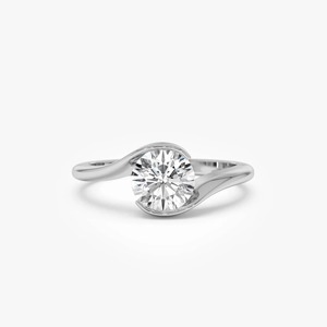 Anillo de compromiso delicado con forma redonda de diamante en forma de S, 1.00 Ct E‑F VS, diamante cultivado en laboratorio, oro macizo de 14 quilates, regalo de boda - Product Image 2