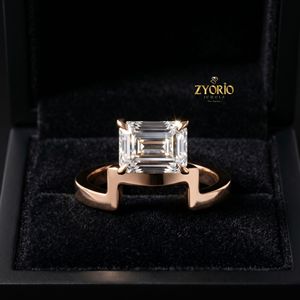 Emerald Cut Moissanite Diamond Engagement <b>Ring</b> 18K Solid Gold Luxury Fine Jewelry Solitaire <b>Ring</b> <b>For</b> Women <b>Men</b> - Product Image 1