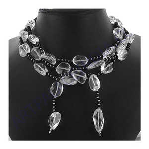 Collar de Cuentas de Cristal para Mujer, Joyería de Cristal Transparente - Product Image 1