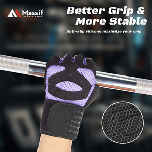 Guantes Deportivos de Medio Dedo con Cierre de Cordones de Malla para Levantamiento de Pesas, Fitness, Gimnasio, Entrenamiento, Impermeables, Personalizados para Hombres y Mujeres - Product Image 2