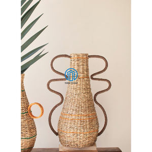 Vase en jonc de mer naturel fait à la main de haute qualité porte-fleurs décoratif pour Boho moderne ou décor à la maison rustique - Product Image 5