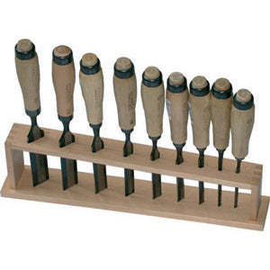 Ensemble de 9 ciseaux à bois HSS à manche en bois, pointe plate, pour le travail du bois et la construction, qualité industrielle, article 5208 GA-5209GR - Product Image 1