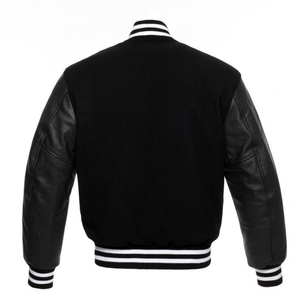 Veste universitaire de baseball pour hommes, broderie à manches longues, tissu de laine respirant, col à capuche, hiver 3XL, garniture en cuir - Product Image 2