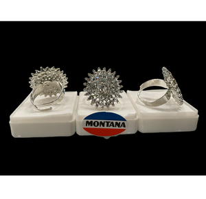 แหวนโลหะผสมแฟชั่นแวววาวพร้อมดีไซน์ชุบทองและเงินประกายสำหรับผู้หญิงดีไซน์แบบอเมริกันประกาย - Product Image 1