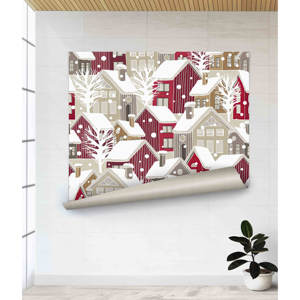 Arte en lienzo de Winter Village: lienzo impreso con escena navideña de nieve, póster enrollado - Product Image 1