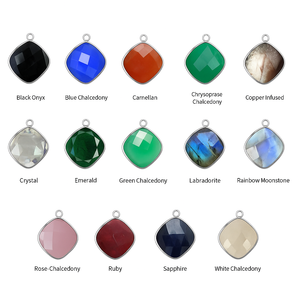 Pendentif en pierres précieuses Labradorite taille coussin 15x15mm breloque lunette plaquée or pour la fabrication de bijoux en pierre de naissance faits à la main - Product Image 4