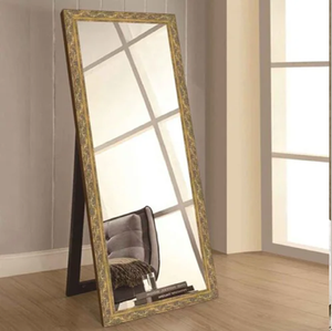 Miroir sur pied moderne du milieu du siècle avec cadre métallique unique et silhouette simple pour les maisons d'inspiration rétro - Product Image 6