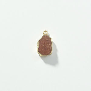 Raw Gold Sunstone Gemstone Gold Electroplated Charms Pendant - 925 Silver <b>Handmade</b> <b>Jewelry</b> - Product Image 1