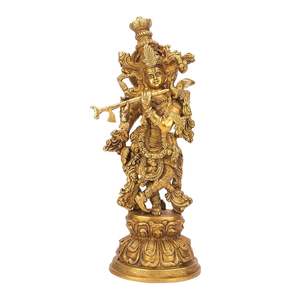 Prix de gros - Meilleure vente - Idole de Krishna en laiton taille 15 pour décorations de Diwali, exportation depuis l'Inde - Product Image 1