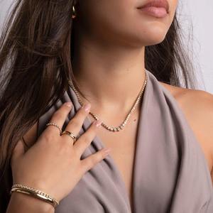 Collar de Novia de Lujo Chapado en Oro con Diamante Moissanite Redondo en Engaste de Plata de Ley, Hecho a Mano, Regalo para Ella - Product Image 1