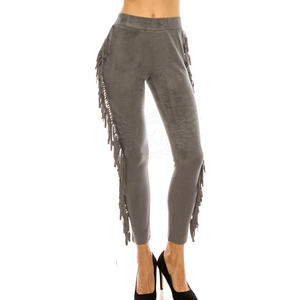 Vente chaude en plein air couleur unie femmes pantalons en daim en cuir véritable XL mi élastique plat Design nouveau Design coton daim matériel - Product Image 6