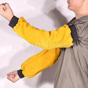 Mangas de brazo de soldadura de cuero de vaca dividido resistente con manguito de seguridad transpirable antideslizante personalizable para protección contra chispas de calor - Product Image 4