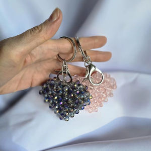 Cristal perlé porte-clés coeur, perlé à la main, cadeau, cristal perlé, perlé porte-clés, bijoux perlés, cadeaux pour elle - Product Image 1