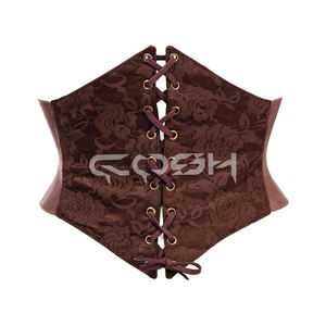 Ceinture corset beige en satin à lacets sur le devant avec superposition de dentelle florale - Product Image 4