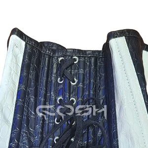 คอร์เซ็ทหนังลายจระเข้แบบรัดเอวทรงยาวเสริมโครงเหล็ก ปิดด้วยซิป สีทูโทน - Product Image 2