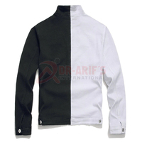 Blouson en jean slim pour homme, en coton, décontracté, noir et blanc, patchwork bicolore, motif lettres vintage, imperméable et respirant, pour le printemps