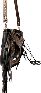 Premium Vintage Lady <b>Fringe</b> High Quality Brown Color Genuine Leather Lightweight Cover Closure Bohemian Summer Flower Floral - Product Image 3