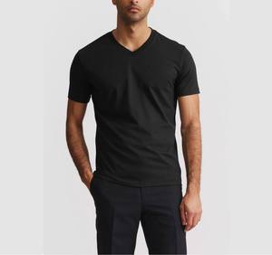 mens <b>black</b> <b>plain</b> solid blank v neck short sleeve <b>tshirt</b> casual regular fit classic everyday tee top - Product Image 2