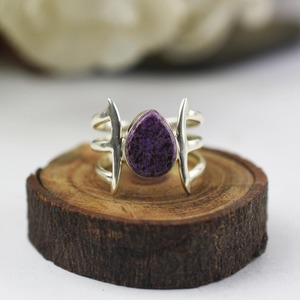 925 Stamp Silver Wedding Gift Fashion Designer <b>Ring</b> Jewelry 925 Sterling Silver Handmade Gemstone Charoite <b>Spinner</b> <b>Ring</b> - Product Image 2
