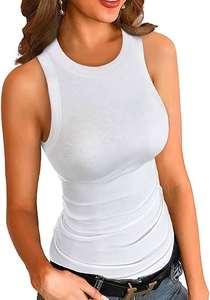 Débardeurs de sport en coton blanc de style décontracté à col rond côtelé respirant personnalisé OEM pour femmes - Product Image 4