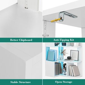 Étagère d'angle moderne <span class=keywords><strong>blanche</strong></span> en gros avec éclairage LED, bibliothèque géométrique haute à 6 niveaux, étagère de présentation gain de place pour bureau à domicile - Product Image 5