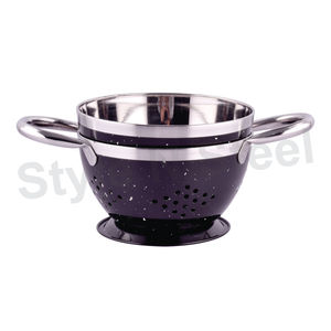 Everyday Use Stainless Steel Colander in Black with Sparkle Effect for <b>Vegetables</b> - Product Image 1