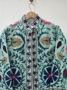 Veste en laine réversible en coton écologique brodée style bohème, manches longues, col rond, motif Suzani, vêtements d'extérieur pour femmes, style hiver - Product Image 4